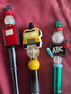 Pens 🖊️-School-Themed Focal Beaded Pens - Set of 3